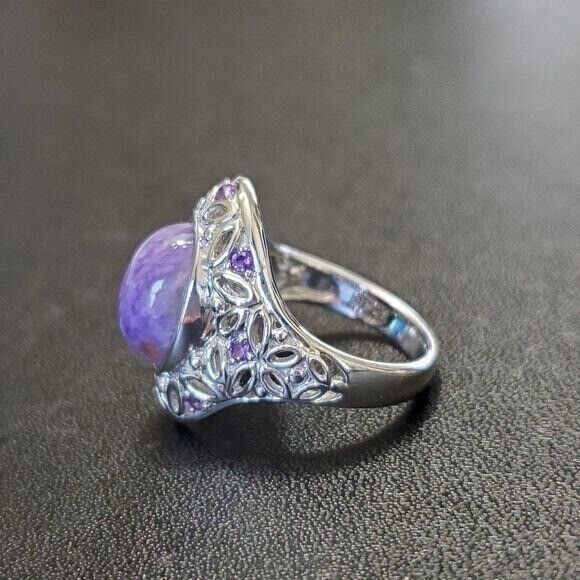 Lorenzo white gold charoite & amethyst ring - Picture 4 of 8